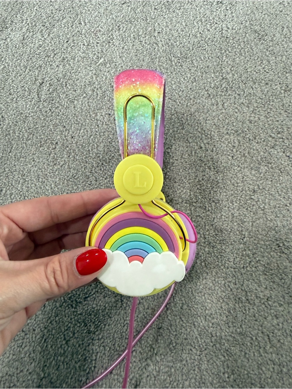 Kids Rainbow Cloud Wired Headphones - Pink/Yellow